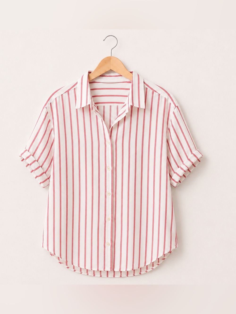 GAP White Tee with Red/Pink Stripes size L